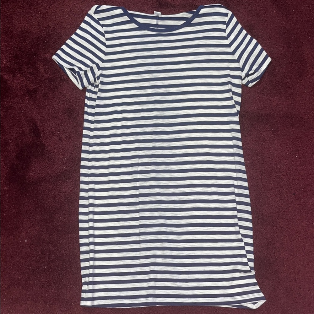 Old Navy Navy and White Striped Tee Dress